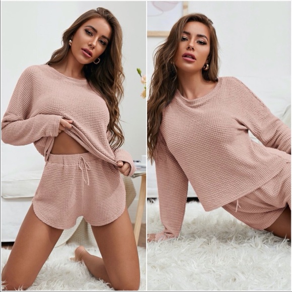 Other - 2 piece set Waffle knit shorts matching top pj